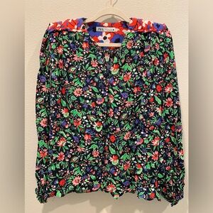 Zara Floral Top with Shoulder Pads